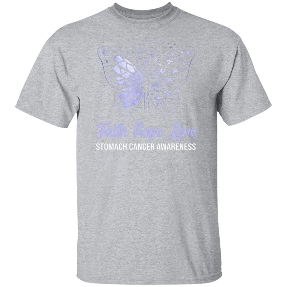 Faith Hope Love Periwinkle Butterfly Stomach Cancer Awareness-T-Shirt & Hoodie-Classic T-Shirt-Sport Grey