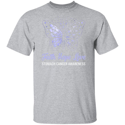 Faith Hope Love Periwinkle Butterfly Stomach Cancer Awareness-T-Shirt & Hoodie-Classic T-Shirt-Sport Grey