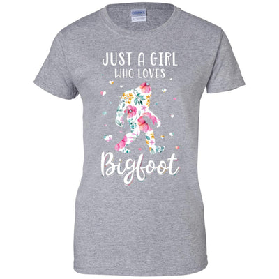 Flower Just A Girls Who Loves Bigfoot-T-Shirt & Tank Top-Women's T-Shirt-Sport Grey