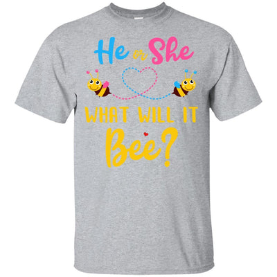 Gender Reveal Pink Or Blue What Will It Bee He Or She Family-T-Shirt & Hoodie-Classic T-Shirt-Sport Grey