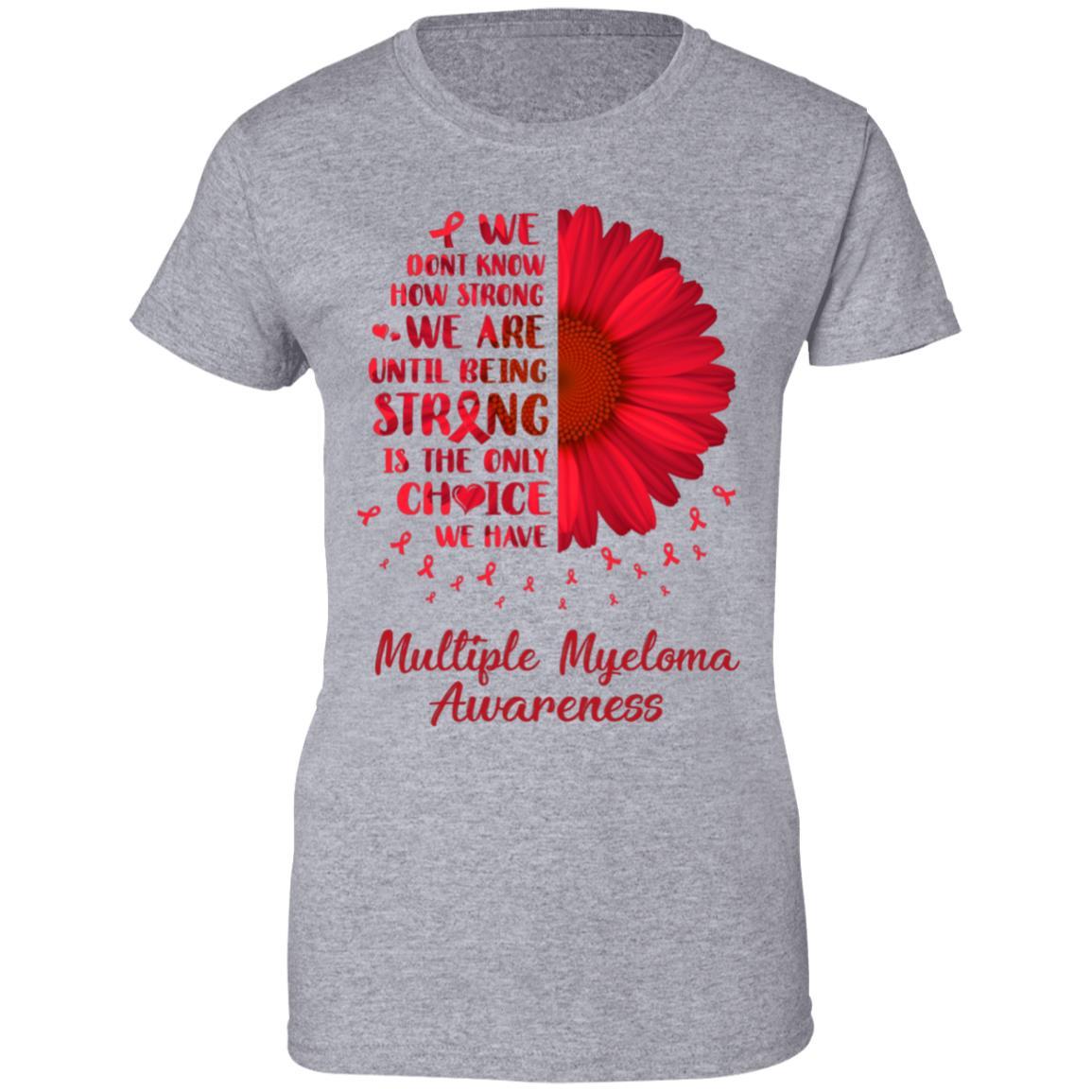 Being Strong Daisy Flower Burgundy Multiple Myeloma-T-Shirt & Hoodie-Women's T-Shirt-Sport Grey