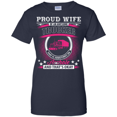 Proud Wife Of An Awesome Trucker-T-Shirt & Hoodie-Women's T-Shirt-Navy