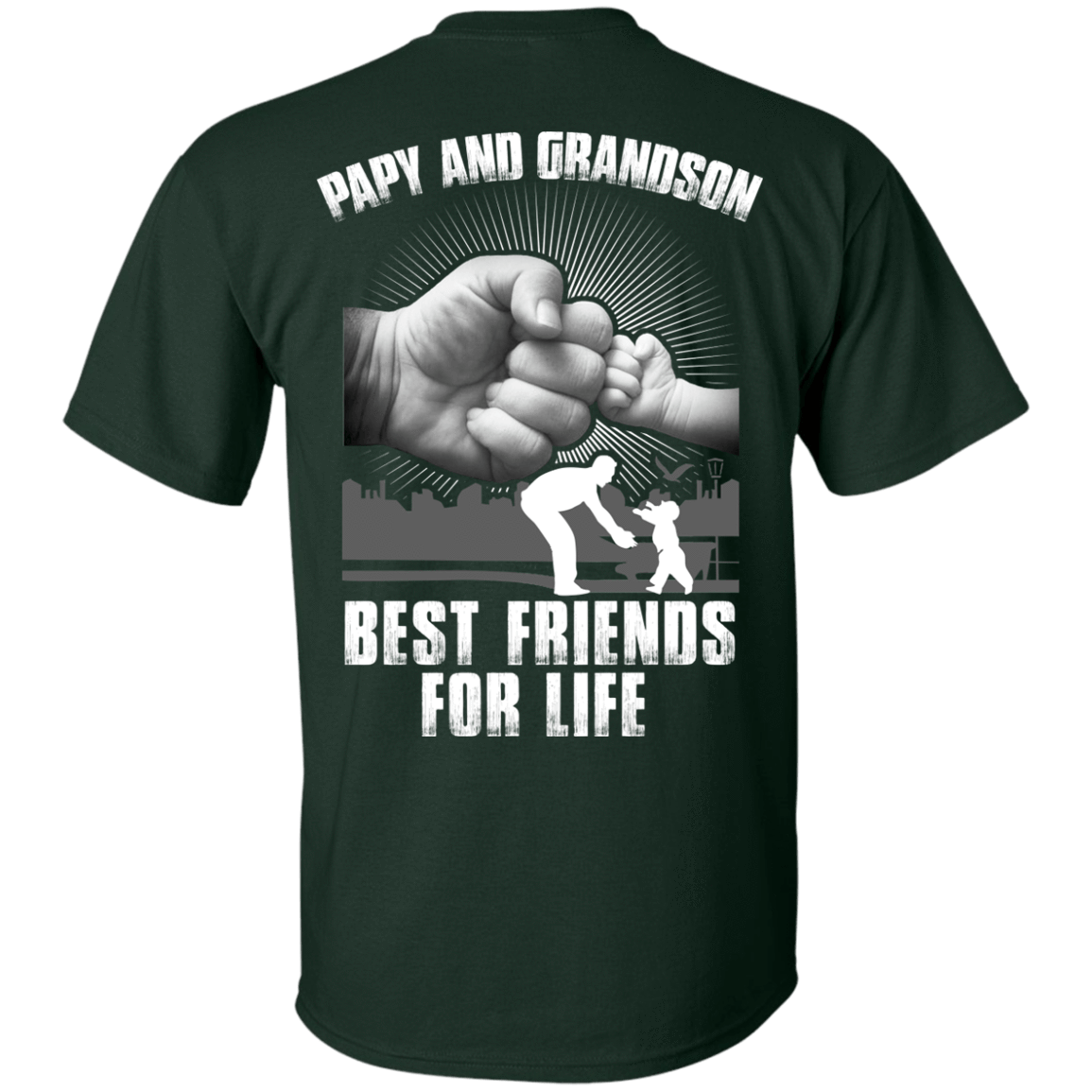 Papy And Grandson Best Friends For Life-T-Shirt & Hoodie-Classic T-Shirt-Forest Green