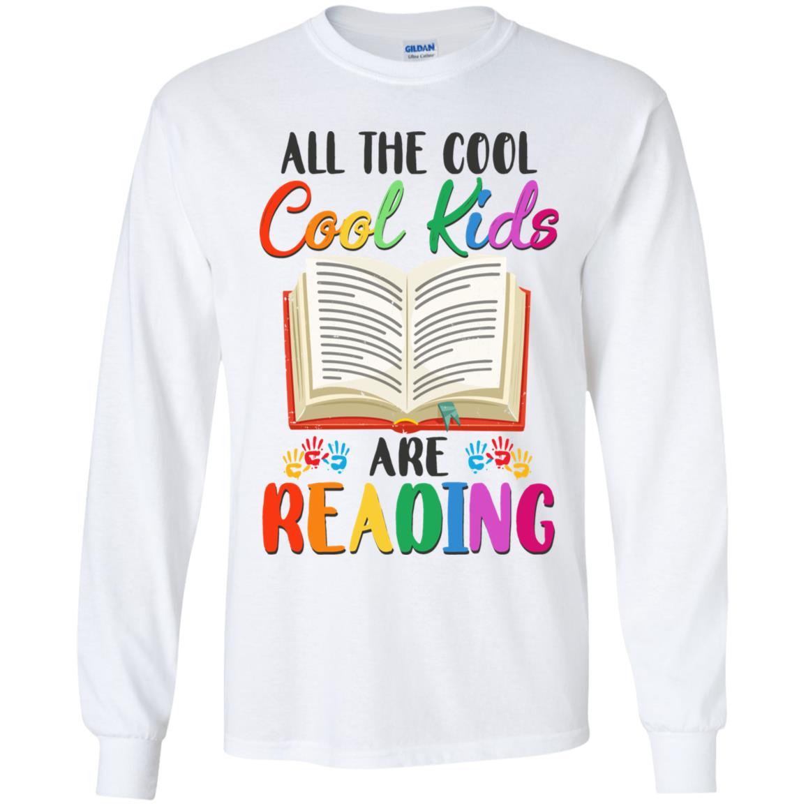 All The Cool Kids Are Reading Book Lover Gifts Youth-Youth Shirt-Youth Long Sleeve T-Shirt-White