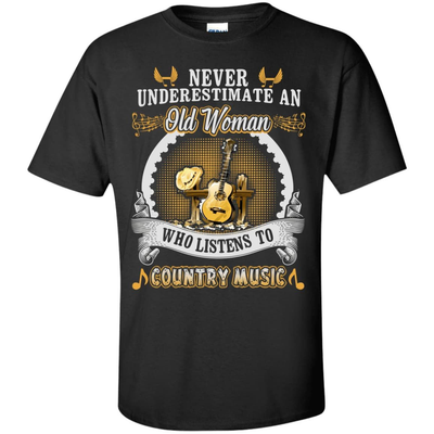 An Old Woman Listen To Country Music-T-Shirt & Hoodie-Classic T-Shirt-Black