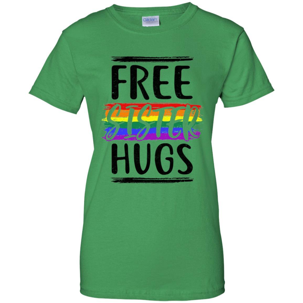 Free Sister Hugs Rainbow heart LGBT Pride Month-T-Shirt & Hoodie-Women's T-Shirt-Irish Green