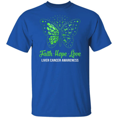Faith Hope Love Green Butterfly Liver Cancer Awareness-T-Shirt & Hoodie-Classic T-Shirt-Royal