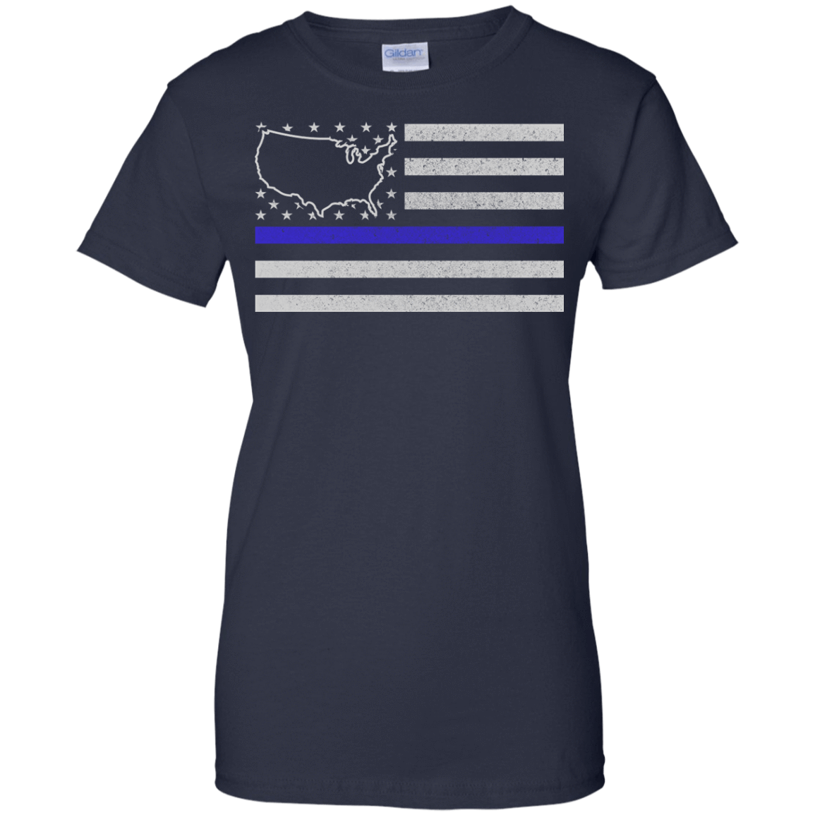 United States Thin Blue Line Police State-T-Shirt & Hoodie-Women's T-Shirt-Navy