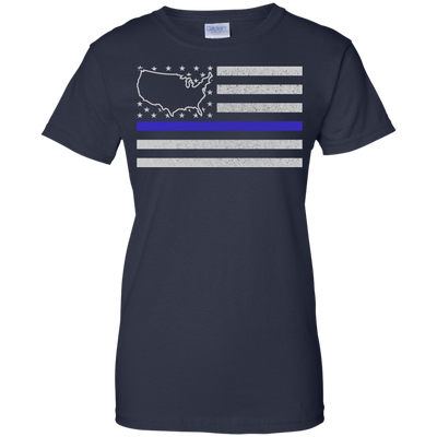 United States Thin Blue Line Police State-T-Shirt & Hoodie-Women's T-Shirt-Navy