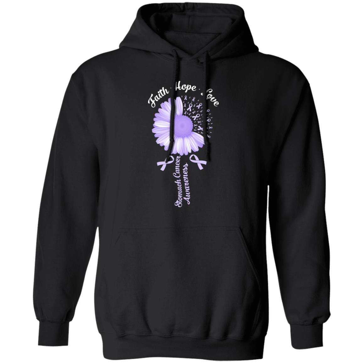 Faith Hope Love Periwinkle Stomach Cancer Awareness-T-Shirt & Hoodie-Pullover Hoodie-Black