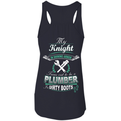 Turns out to be a PLUMBER In Dirty Boots-T-Shirt & Hoodie-Women's Flowy Racerback Tank-Midnight