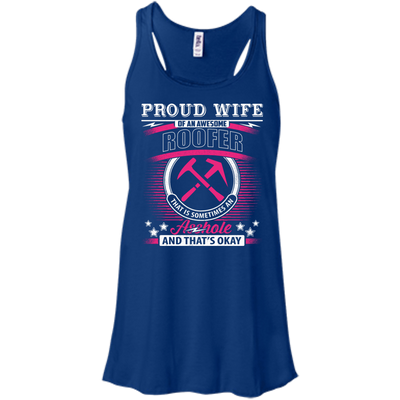Proud Wife Of An Awesome Roofer-T-Shirt & Hoodie-Women's Flowy Racerback Tank-True Royal