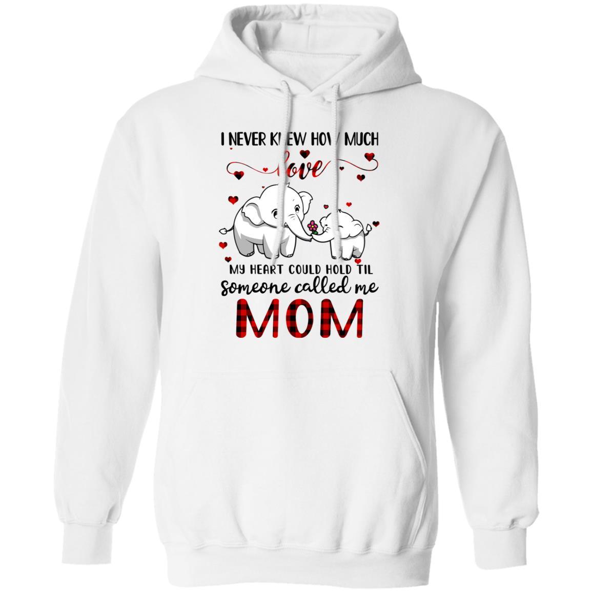 Someone Called Me Mom Elephant Red Plaid Mother's Day-T-Shirt & Hoodie-Pullover Hoodie-White