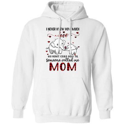 Someone Called Me Mom Elephant Red Plaid Mother's Day-T-Shirt & Hoodie-Pullover Hoodie-White