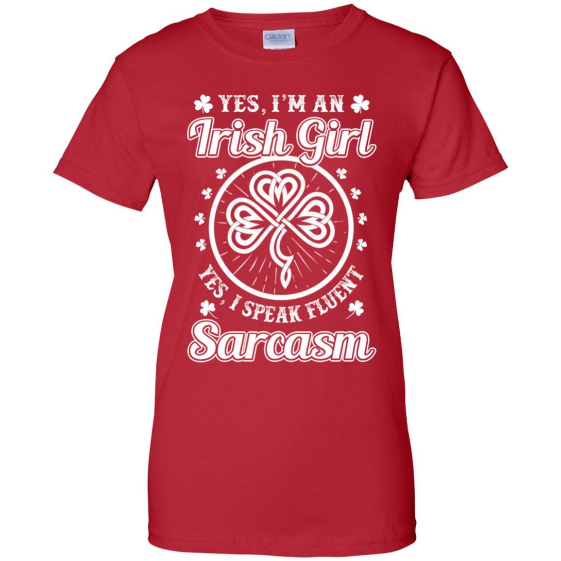 Funny I'm An Irish Girl St Patrick's Day-T-Shirt & Hoodie-Women's T-Shirt-Red