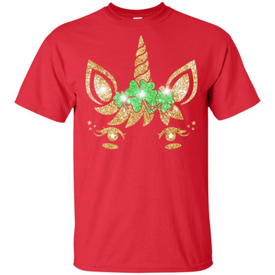 Unicorn Face Saint Patrick's Day For Girls Youth-Youth Shirt-Youth T-Shirt-Red
