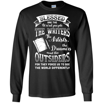 Blessed Are The Weird People The Writers-T-Shirt & Hoodie-Long Sleeve T-Shirt-Black