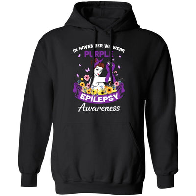 In November We Wear Purple Epilepsy Awareness Support Gifts-T-Shirt & Hoodie-Pullover Hoodie-Black