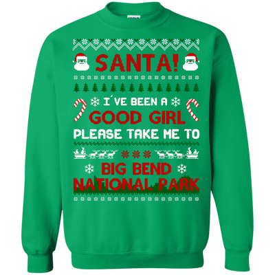 Santa I've Been A Good Girl Please Take Me To Big Bend National Park-T-Shirt & Hoodie-Crewneck Sweatshirt-Irish Green