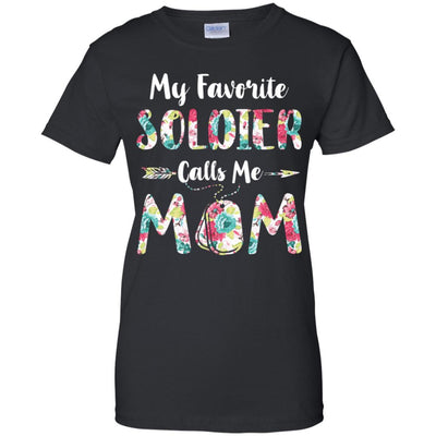 Floral My Favorite Soldier Calls Me Mom Mothers Day Gift-T-Shirt & Hoodie-Women's T-Shirt-Black