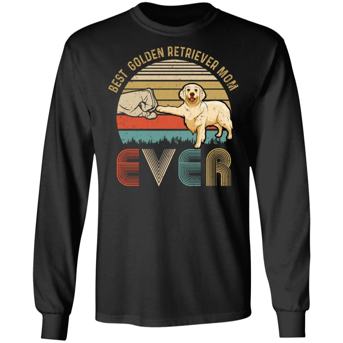 Vintage Best Golden Retriever Mom Ever Bump Fit Funny Mom Gifts-T-Shirt & Hoodie-Long Sleeve T-Shirt-Black