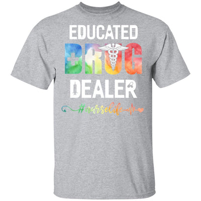 Educated Drug Dealer Funny Nursing Nurse Gift Heart Beat-T-Shirt & Tank Top-Classic T-Shirt-Sport Grey