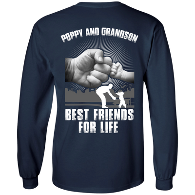 Poppy And Grandson Best Friends For Life-T-Shirt & Hoodie-Long Sleeve T-Shirt-Navy