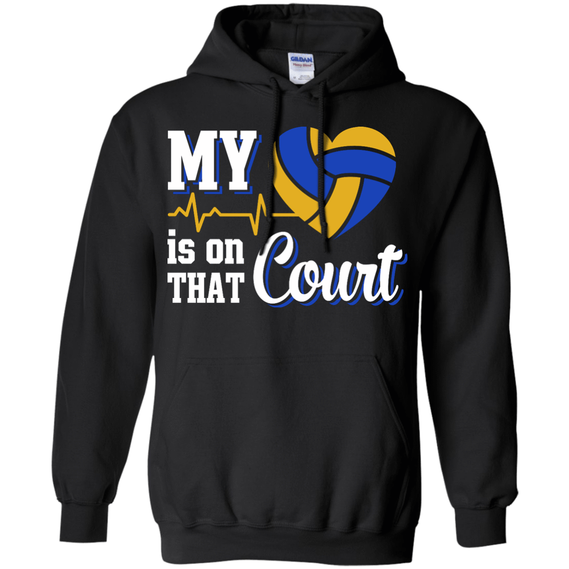 My Heart Is On That Court Volleyball T Shirt-T-Shirt & Hoodie-Pullover Hoodie-Black