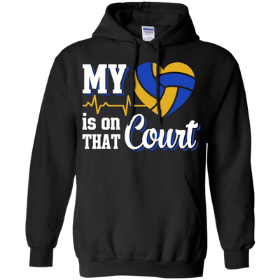 My Heart Is On That Court Volleyball T Shirt-T-Shirt & Hoodie-Pullover Hoodie-Black