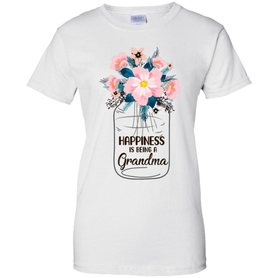 Happiness Is Being Grandma Life Flower Grandma Gifts-T-Shirt & Hoodie-Women's T-Shirt-White