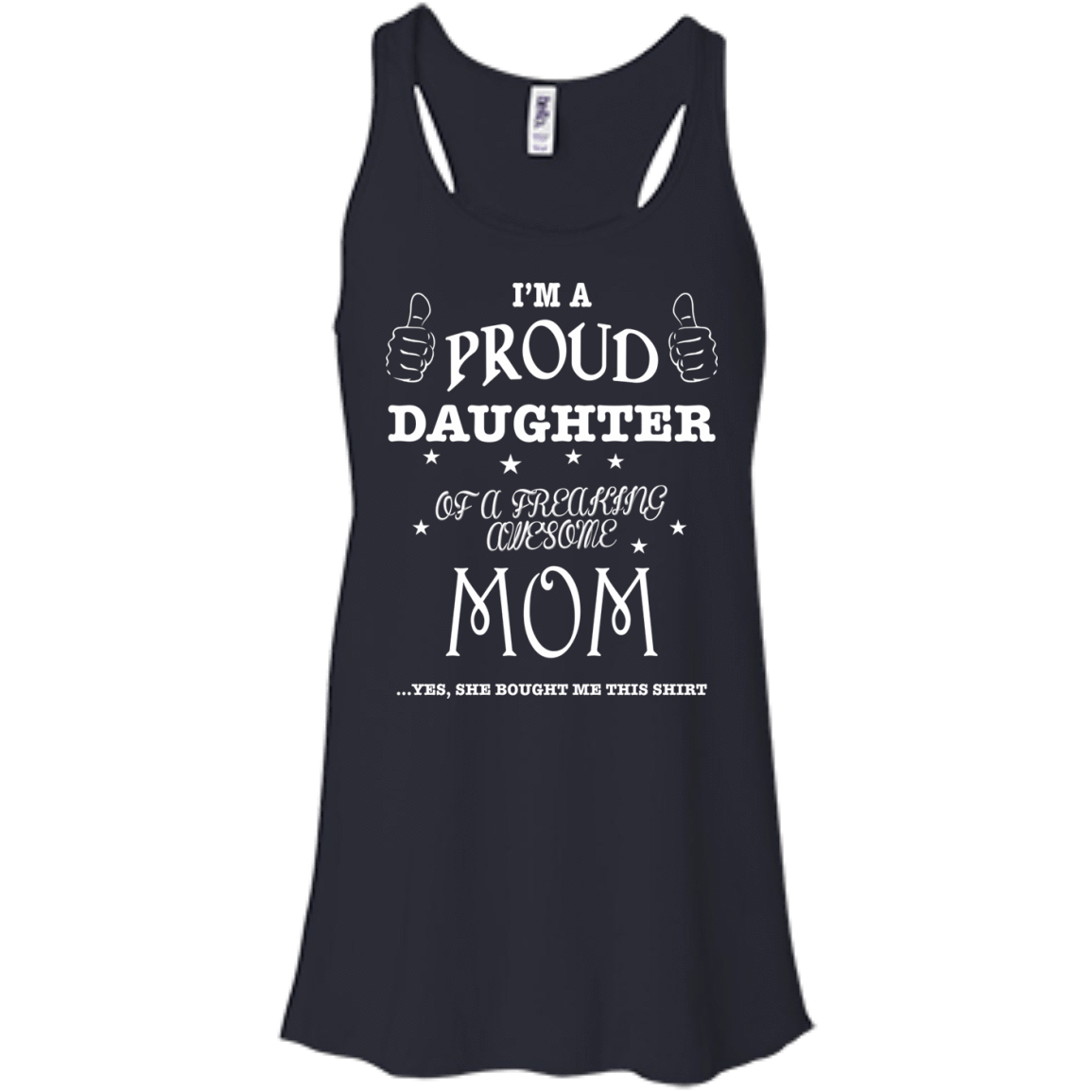 PROUD DAUGHTER OF AWESOME MOM-T-Shirt & Hoodie-Women's Flowy Racerback Tank-Midnight