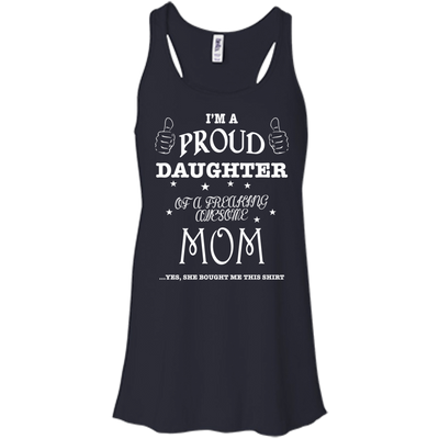 PROUD DAUGHTER OF AWESOME MOM-T-Shirt & Hoodie-Women's Flowy Racerback Tank-Midnight