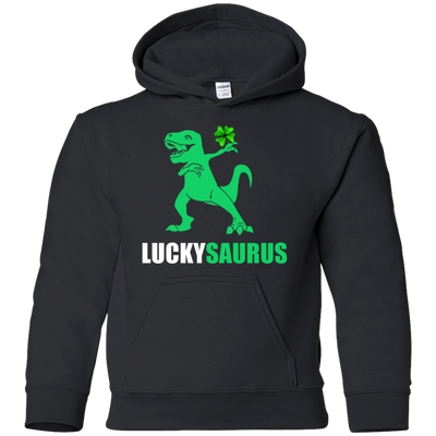 Irish Dinosaur Leprechaun St Patricks Day Luckysaurus Youth-Youth Shirt-Youth Pullover Hoodie-Black