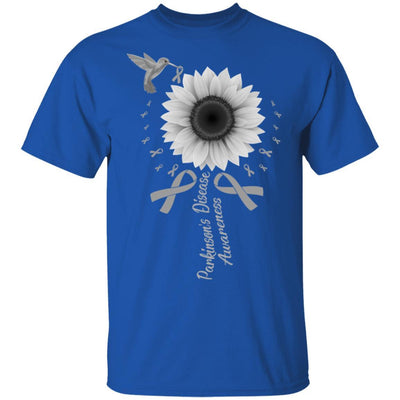 Hummingbird Sunflower Gray Parkinson's Disease Awareness-T-Shirt & Hoodie-Classic T-Shirt-Royal