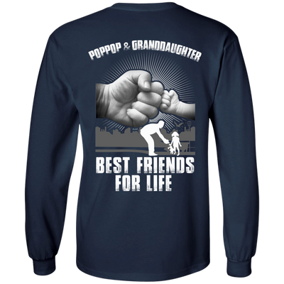 PopPop And Granddaughter Best Friends For Life-T-Shirt & Hoodie-Long Sleeve T-Shirt-Navy