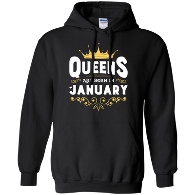 Queens Are Born In January-T-Shirt & Hoodie-Pullover Hoodie-Black