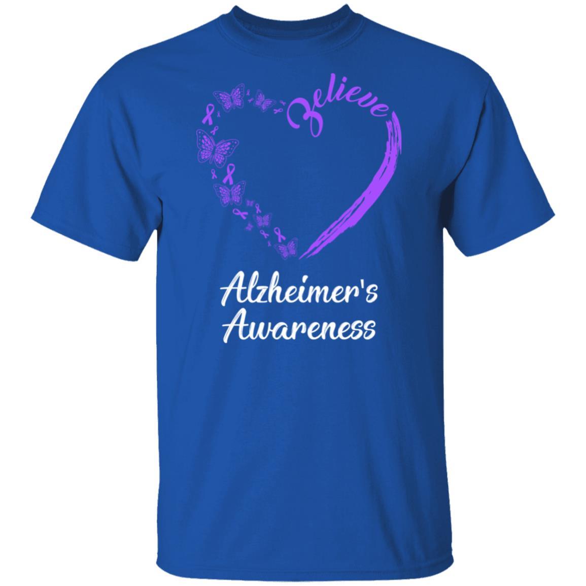 Butterfly Believe Alzheimer's Awareness Ribbon Gifts-T-Shirt & Hoodie-Classic T-Shirt-Royal