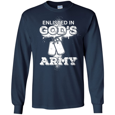 ENLISTED IN GOD'S ARMY-T-Shirt & Hoodie-Long Sleeve T-Shirt-Navy