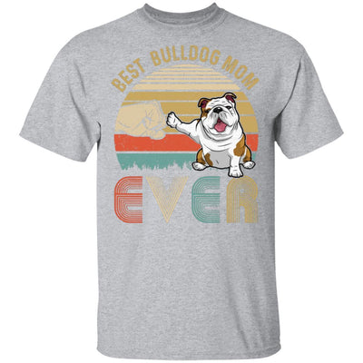 Vintage Best Bulldog Mom Ever Bump Fit Funny Mom Gifts-T-Shirt & Hoodie-Classic T-Shirt-Sport Grey