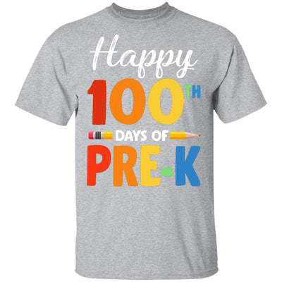 Happy 100th Day of Pre-K Teacher or Student Gift Youth-Youth Shirt-Youth T-Shirt-Sport Grey