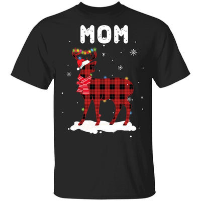 Mom Deer Red Plaid Christmas Family Matching Pajamas-T-Shirt & Sweatshirt-Classic T-Shirt-Black