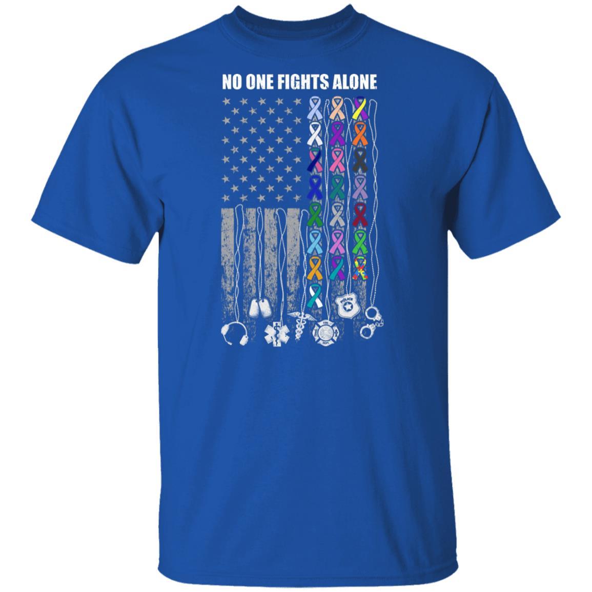 No One Fights Alone Cancer Awareness-T-Shirt & Hoodie-Classic T-Shirt-Royal