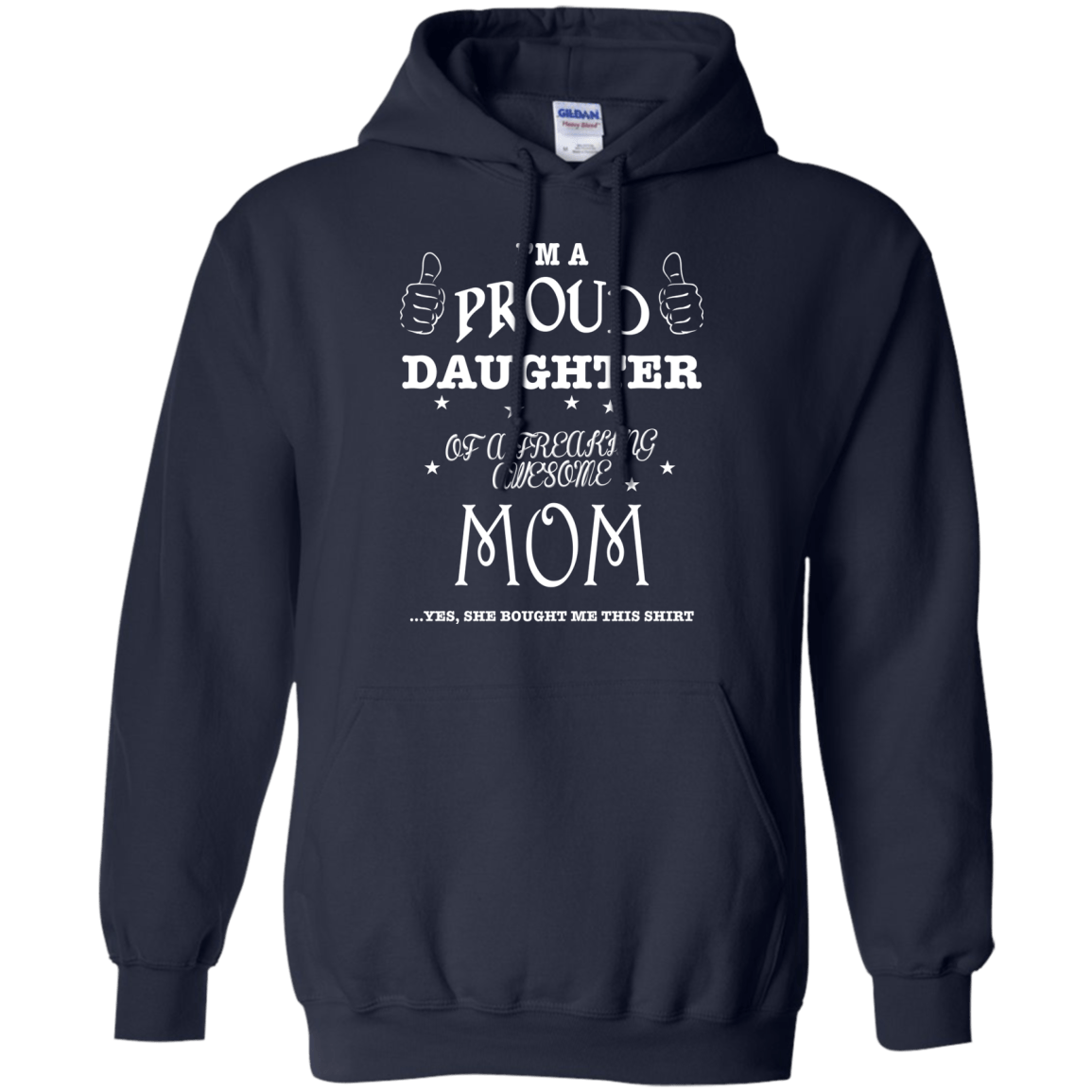 PROUD DAUGHTER OF AWESOME MOM-T-Shirt & Hoodie-Pullover Hoodie-Navy