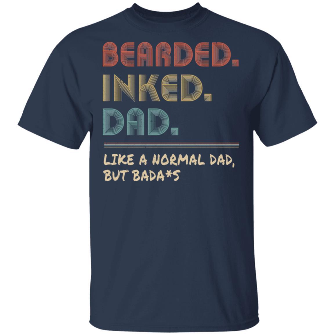 Bearded Inked Dad Funny For Daddy Papa Vintage-T-Shirt & Hoodie-Classic T-Shirt-Navy