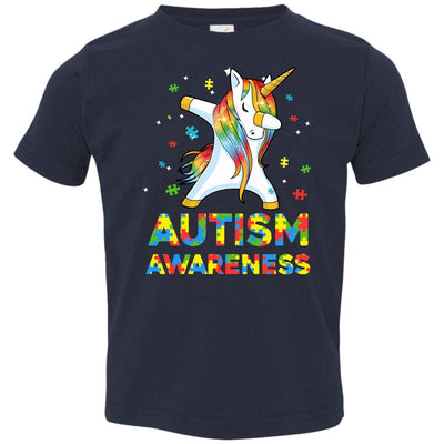 Dabbing Unicorn Puzzle Autism Awareness For Girls Youth-Youth Shirt-Toddler T-Shirt-Navy