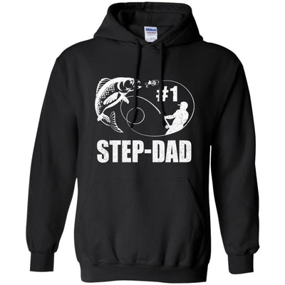 #1 Step-Dad Fishing Fisherman Best Fathers Day Gift-T-Shirt & Hoodie-Pullover Hoodie-Black