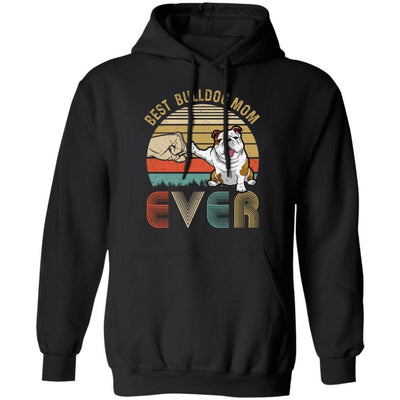 Vintage Best Bulldog Mom Ever Bump Fit Funny Mom Gifts-T-Shirt & Hoodie-Pullover Hoodie-Black
