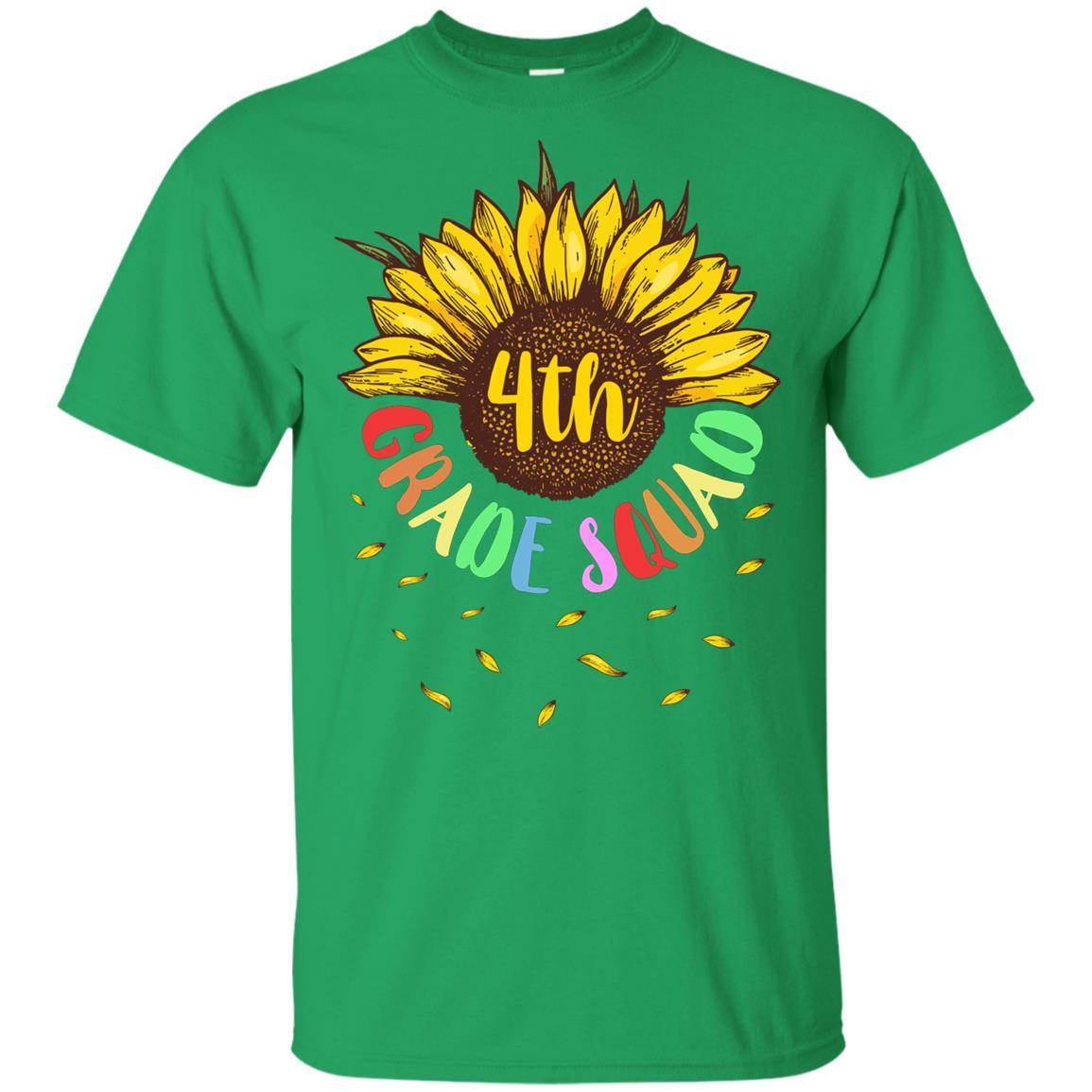 Sunflower 4th Grade Squad First Grade Teacher Youth-Youth Shirt-Youth T-Shirt-Irish Green
