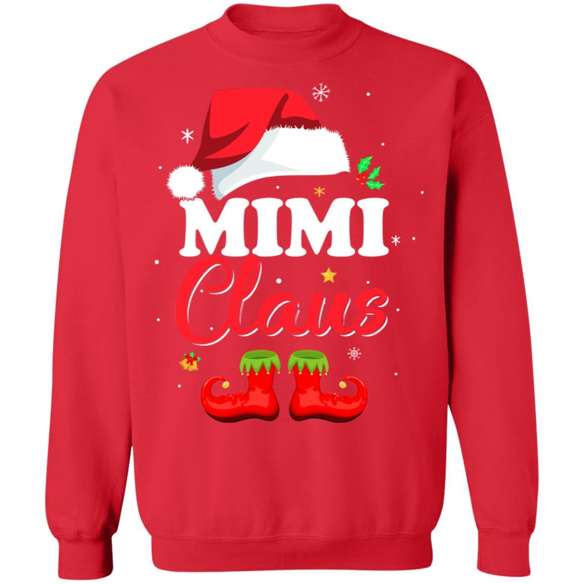 Santa Mimi Claus Matching Family Pajamas Christmas Gifts-T-Shirt & Sweatshirt-Crewneck Sweatshirt-Red