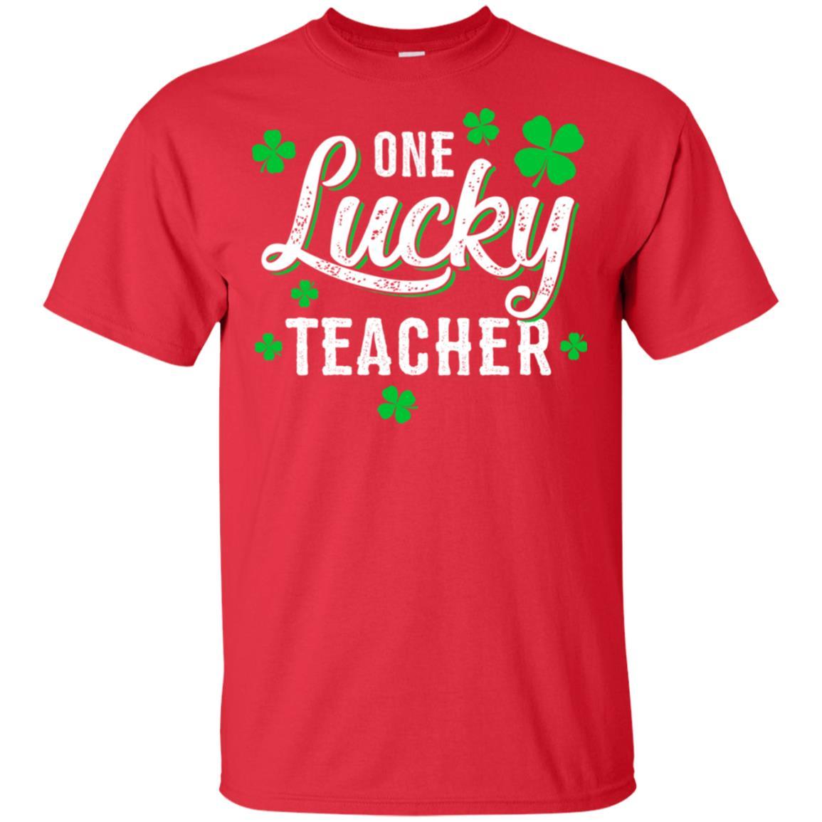 One Lucky Teacher Irish Shamrocks Funny St Patrick Day-T-Shirt & Hoodie-Classic T-Shirt-Red
